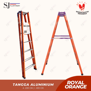 Tangga Lipat Aluminium Multifungsi Ukuran 2 Meter Tipe Royal - Orange