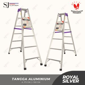 Tangga Lipat Aluminium Multifungsi Ukuran 1,75 Meter Tipe Royal - Silver